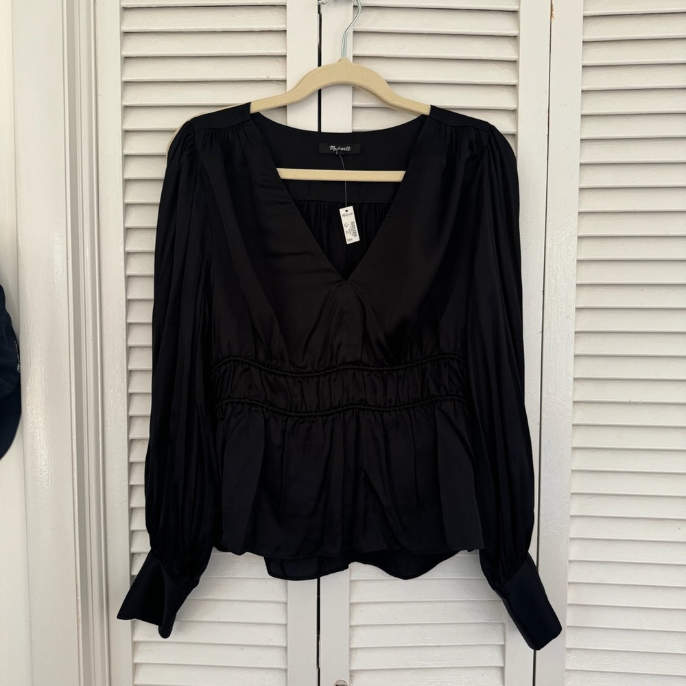 Madewell Black V-Neck Blouse